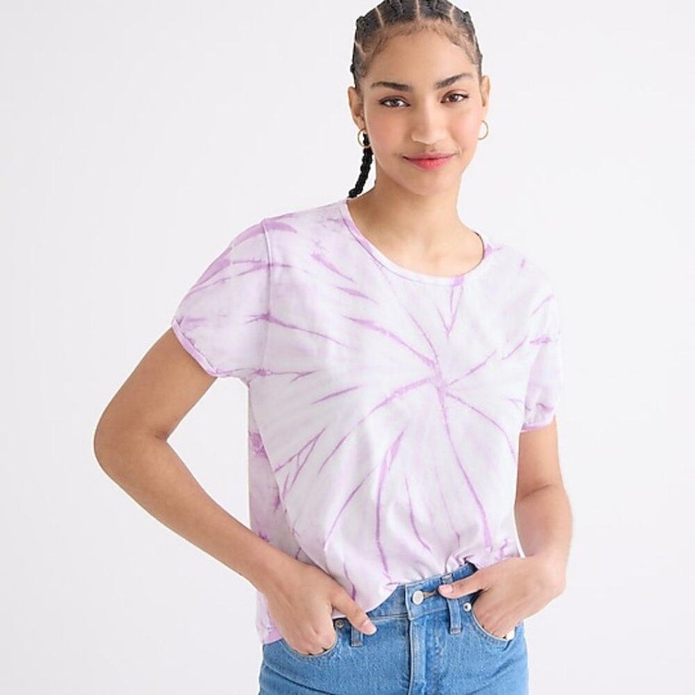 J. Crew - Made in the USA tie-dye cotton Tee - White Purple - Size Medium